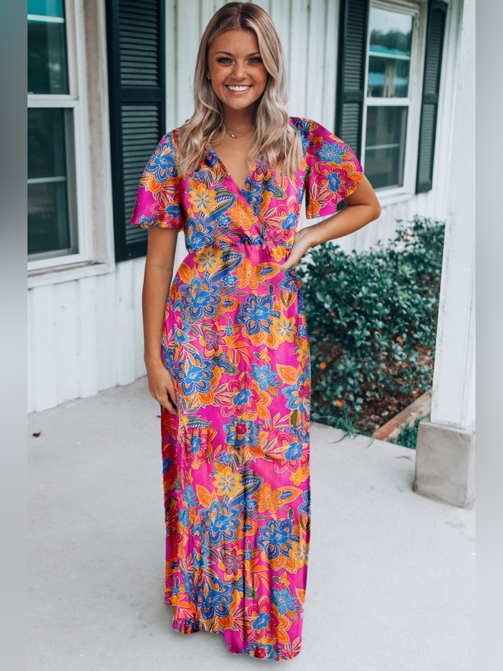 #15: NWT Bright Floral Wrap Maxi Dress